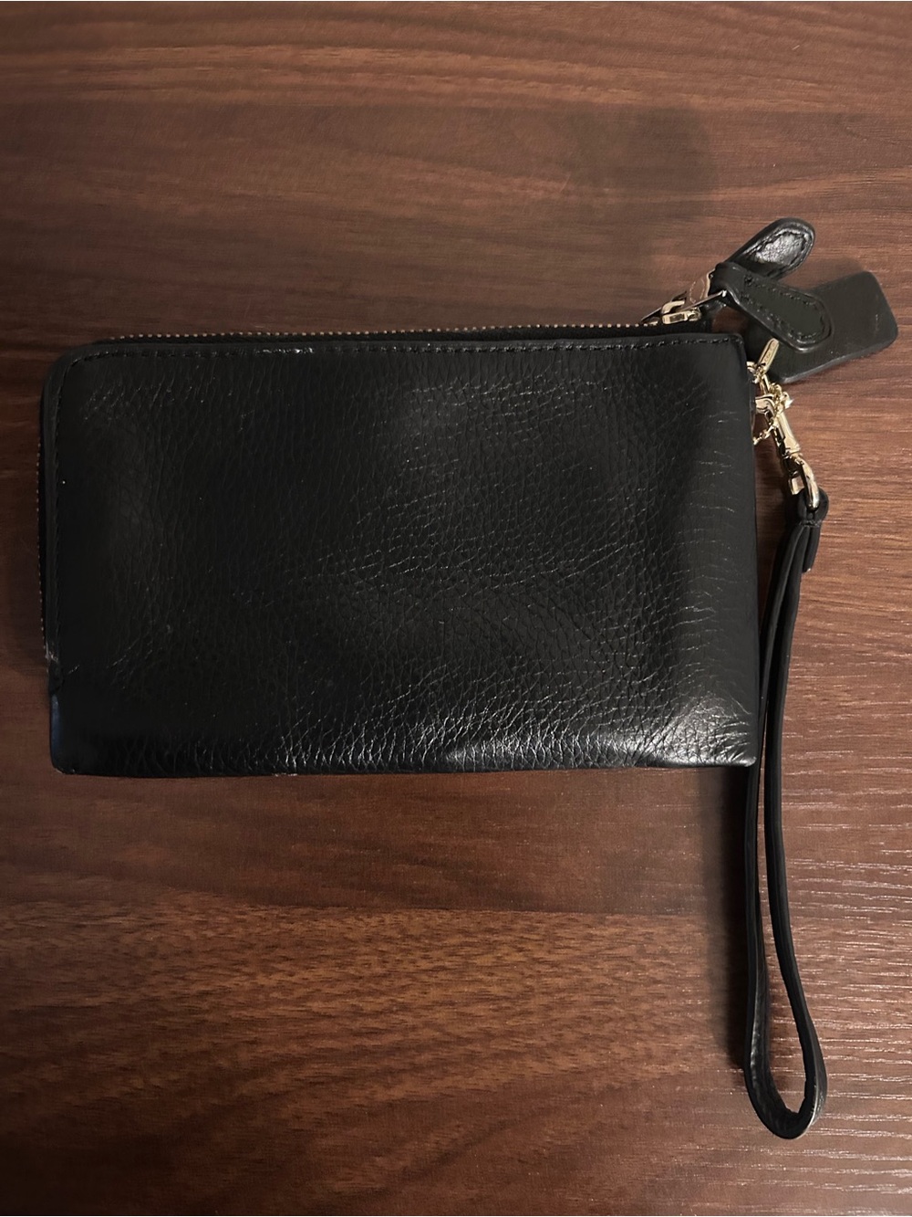 Coach Black Pebbled Leather Wristlet - Picture 2 of 10
